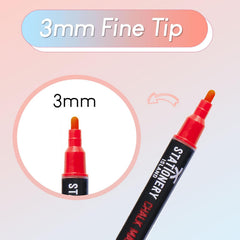 Dry Erase Liquid Chalk Markers, Fine Round Tip 3 mm - Pack of 4 Colours