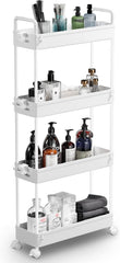 4-Tier Slim Storage Cart, Bathroom Organizer Mobile Shelving Unit