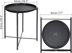 Round Metal Tray Table Black, Detachable Tray Top