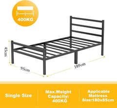 Metal Twin Bed Frame - 185 * 95cm High with Storage Space