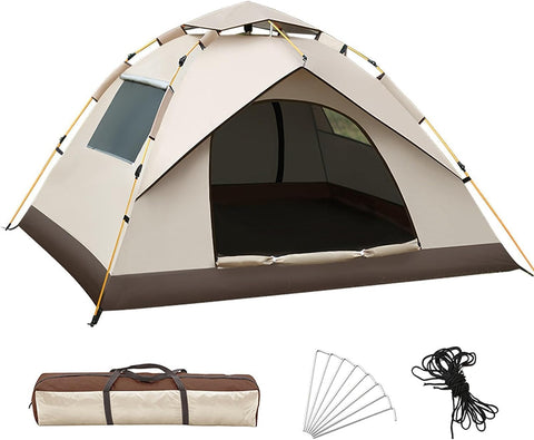 Arabest 3-4 Person Camping Tent, Waterproof Family Tent for Camping, Instant Easy Up Double Layer Anti-UV 2 Windows 2 Doors-Instant Family Tents for Camping Hiking & Traveling