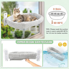 Cat Window Hammock Bed with Cushion, White