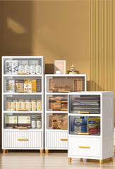 5-Tier Lidded Storage Bins, extra-Large Storage Bins, Kitchen Organizer Cabinet, multi-Layer Transparent Flip-Top Snack Organizer Cabinet, for Home, Kitchen & Bedroom