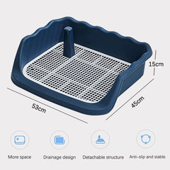 Indoor Puppy Potty Training Tray with Protective Wall, Dark Blue (53 * 45 * 15)