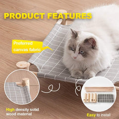 Cat Hammock, Wooden Elevated Bed, Removable, Washable