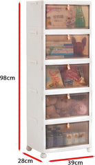 Cabinet Storage Containers for Home Living Room Office Closet (5-Tier)