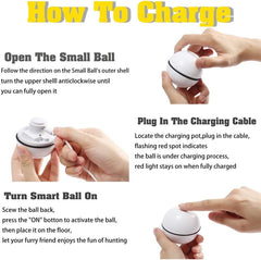 Smart Interactive Cat Toy Ball,Automatic Rolling Kitten Toys USB Rechargeable