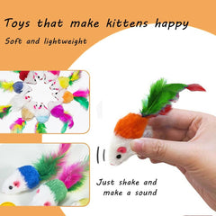 5PCS Rainbow Cat Mouse Toys for Indoor Cats