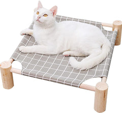 Cat Hammock, Wooden Elevated Bed, Removable, Washable