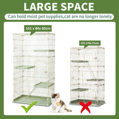 4-Tier Large Wire Cat Cage, with Ladder & Platforms, Green