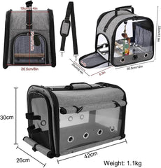 (6-pieces) Bird Carrier Bag Set, Parrot Travel Carrier with Stand Food Tray and Water Bottle