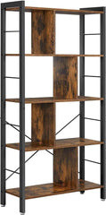 Bookshelf, Living Room Bookcase, Large 4-Tier Storage Shelf, for Office Study, Industrial Style, Easy Assembly, Steel Frame, Wooden Shelving Display Storage Unit Office Living Room Furniture (brown)