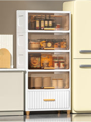 5-Tier Lidded Storage Bins, extra-Large Storage Bins, Kitchen Organizer Cabinet, multi-Layer Transparent Flip-Top Snack Organizer Cabinet, for Home, Kitchen & Bedroom