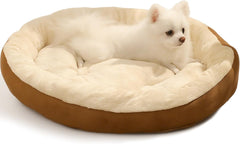 Round Fluffy Plush Pet Bed for Dogs & Cats