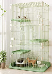 4-Tier Large Wire Cat Cage, with Ladder & Platforms, Green