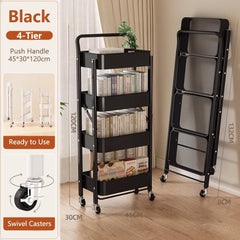 No Assembly Folding Rolling Cart