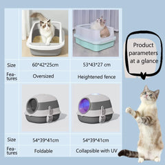 Semi-enclosed Cat Litter Box With Round Edges Large Anti-splash Box