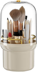 360° Rotating Makeup Brush Holder with Dust-Proof Lid