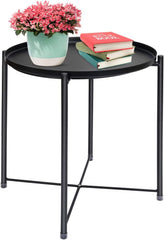 Round Metal Tray Table Black, Detachable Tray Top