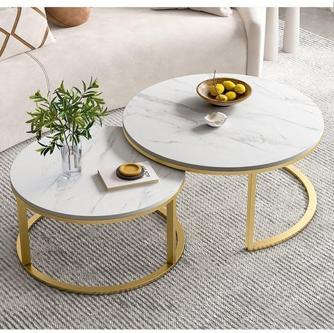 Ceramic Top Coffee Table Set 70 cm & 50 cm