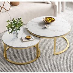 Ceramic Top Coffee Table Set 70 cm & 50 cm
