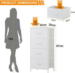 Dresser with 4 Drawers, Storage Tower, Organizer Unit, Fabric Dresser for Bedroom, Hallway, Nesting Tables, Entryway, Closets, Sturdy Steel Frame, Wood Top, Easy Pull Handle
