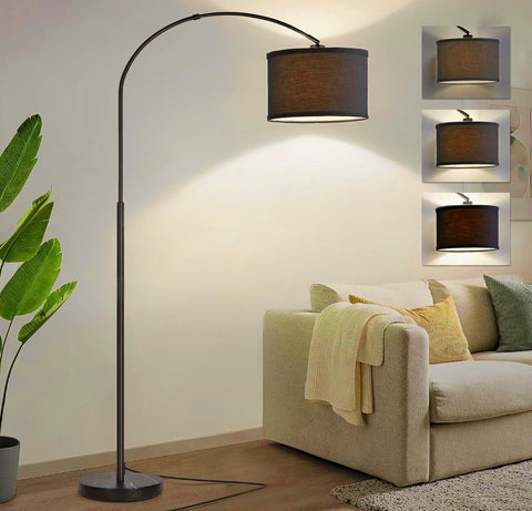 Bentifar Modern Dimmable Floor Lamp with Nordic Style,Adjustable Hanging Shade,Over Couch Reading Light,Standing Lamp for Living Room and Bedroom(Black)