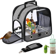 (6-pieces) Bird Carrier Bag Set, Parrot Travel Carrier with Stand Food Tray and Water Bottle