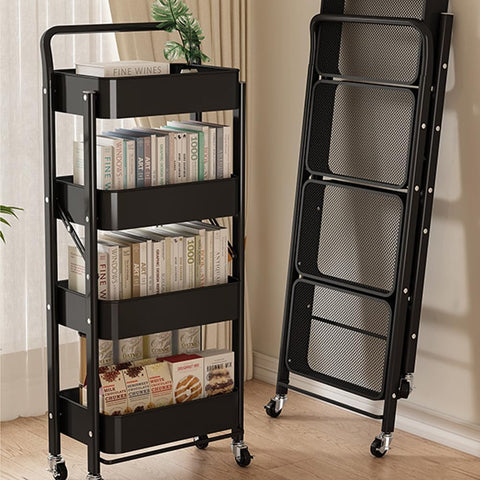 No Assembly Folding Rolling Cart