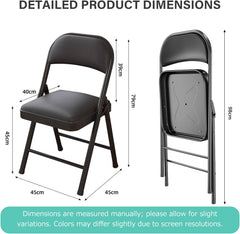 Heavy Duty Padded Folding Chair, 10cm Slim Carbon Steel Frame Seat