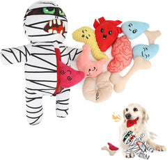 Squeaky Dog Toy with Cotton Rope,(Mummy)