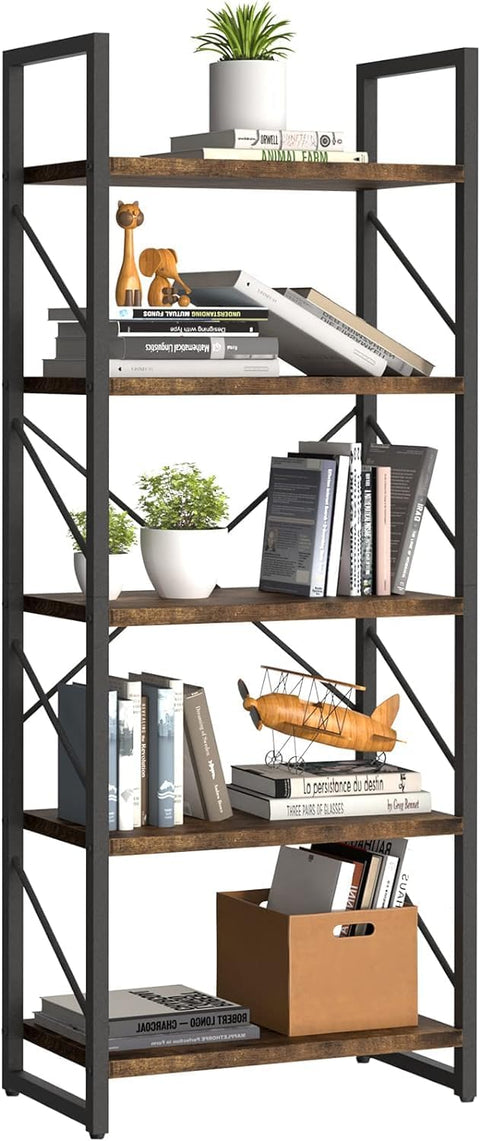 5 Tiers Bookshelf, Classically Modern White Bookshelf