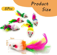 5PCS Rainbow Cat Mouse Toys for Indoor Cats