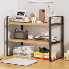 2-Tier Metal Desk Shelf Organizer & Bookshelf