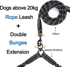 Dual Dog Leash, Dog Leash Coupler,360°Tangle Free Bungee Leash