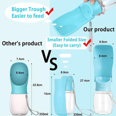 Foldable Pet Water Bottle with Bowl, 12oz Blue