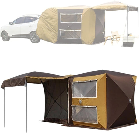 GearZone Car Tent Automatic Free to Build, Quick Open, Tailgate Tent Stable Windproof Detachable Car Boot Tent 495cm x 180cm, Large Rear Extension Tent, Camping Tent Can Accommodate 3-4 People, Suitab