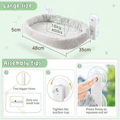 Cat Window Hammock Bed with Cushion, White