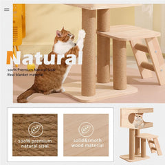 Wood Cat Tree for Indoor Cats,Tall Cat Furniture with Natural Sisal Rope Scratching Post
