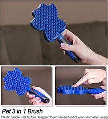 3-in-1 Silicone Pet Grooming Brush for Dogs & Cats