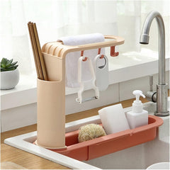 Soap Sponge Drain Rack Storage Basket Bag Faucet Holder Adjustable Holder