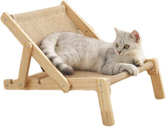 Sisal Cat Lounger,Adjustable Natural Wooden Cat chair for Indoor Cats