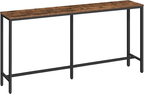 Skinny Console Table, Narrow Sofa Table, Long Behind Couch Table, Slim Entryway Table for Hallway, Living Room, Rustic Brown, Industrial Side Table, Easy to Assemble (180cm)