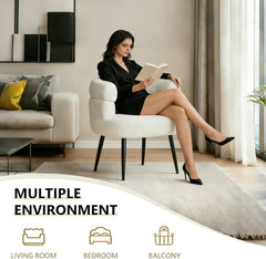 Minimalist Sofa Accent Chair for Living Room & Bedroom (White)