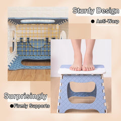 Camping Folding Step Stool, 12 inch Non-Slip Foldable Chair with Handle