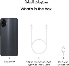 Samsung Galaxy A07 LTE, Android Smartphone, 128GB Storage, 4GB RAM, Black, 6x OS Upgrades, Large Display, 6nm Processor (UAE Version)