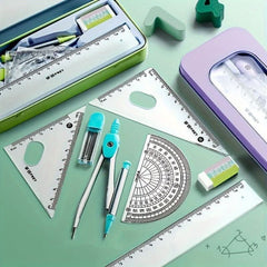 7 Pieces/box Ruler Set Compass Triangle Ruler School Supplies Simple Student Drawing Campus Stationery - Nimall