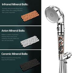 SKY-TOUCH  Filtered Shower Head For Hard Water And Filtering Impurities, Hand Held Shower Head With Filter Balls.
