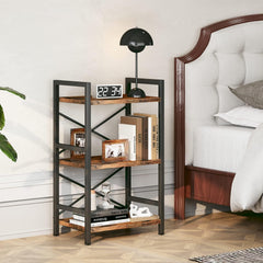 Bookshelf, 3 Tier Industrial Bookcase, Metal Small Bookcase, Rustic Book Shelf Storage Organizer for Living Room, Bedroom, and Home Office Storage Rack (3 Tier)