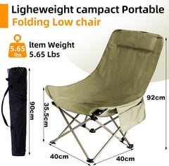 Ultralight Folding Portable Camping Chair with Built-in Headrest